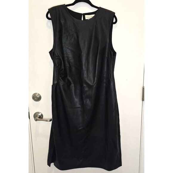 Sachin & Babi Holiday Party Diana Black Faux Leather Sleeveless Dress Size 14 - Picture 2 of 16